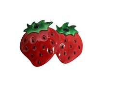 Strawberry Hair Barrette Clip Retro Fruit Design Red Green Enamel Style 4”