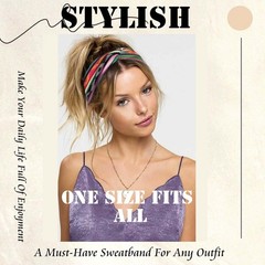 4 Pack Wide Headbands for Women Cute Boho Headband Stripe Knotted Turban Head Ba