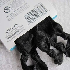 5 Black Goody Shiny Knotted Ribbon Elastic Ponytailer Hair Bands No Metal Solid