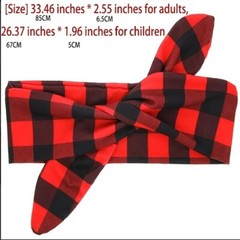 2 pcs woman & Child hair band Classic Lattice Rabbit Ear Hair Band,