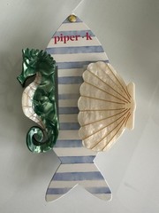 Piper K Summer Hair Clips Seahorse Shell Pealized Set Of 2