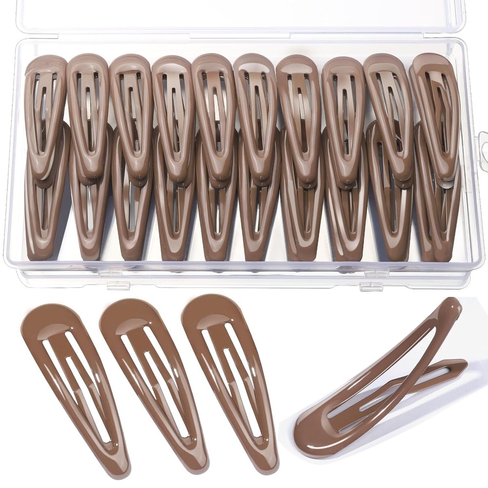Teenitor 50Pcs Hair Barrettes For Women Brown Snap Hair Clips,2 Inch Hair Barret