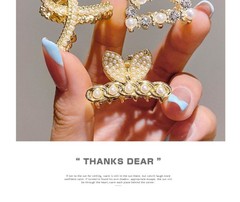 2Pcs Pearl Bangs Hair Clips, Flat + Bunny Ears, 2 Styles for Women
