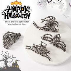 4 PCS Hair Claw Clips for Women Girls, Gothic Spider Black Metal Claw Clips, Non