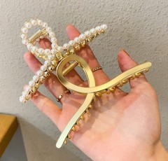 2 Pack Matte Gold Pearl Large Metal Hair Claw 1 Count (Pack of 1),