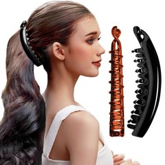 RC ROCHE ORNAMENT 2 Pcs Womens Premium Hair Plastic Banana Classic Clincher S…