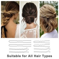 250 Pcs Hair Pins Silver Bobby Pins for Gray White Hair, Wavy Bobby Pins 2inch 2
