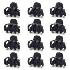 12 Pack Small Hair Claw Clips 1.2in Matte Black No–Slip Mini for Thin Hair Women