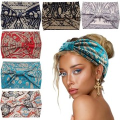 Yeshan Wide Headbands for Women Boho Knotted Head Wraps No15(boho colors 6 pcs)