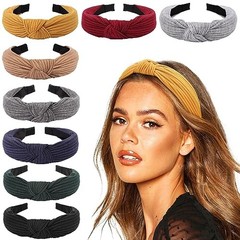 8 Pack Knotted Headbands for Women Wide Turban Headband Yoga 8 Pack Ribbing a