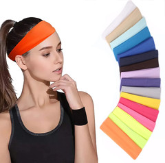 Summer Solid Color Sports Headband Women Yoga Running Fitness Turban Sweatband H