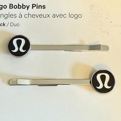 Lululemon Logo Bobby Pins 2 Pack Black & Silver Hair Pins One Size NEW