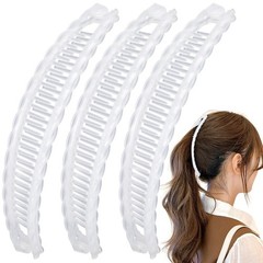 Mxxipp 3pcs French Banana Clips, Non-Slip Classic 1 Count (Pack of 3), Clear