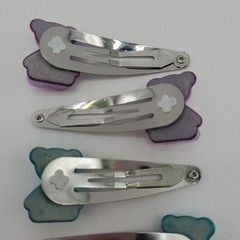Pink, Purple & Blue Metallic Color Teddy Bear Y2K-inspired Hair Clips