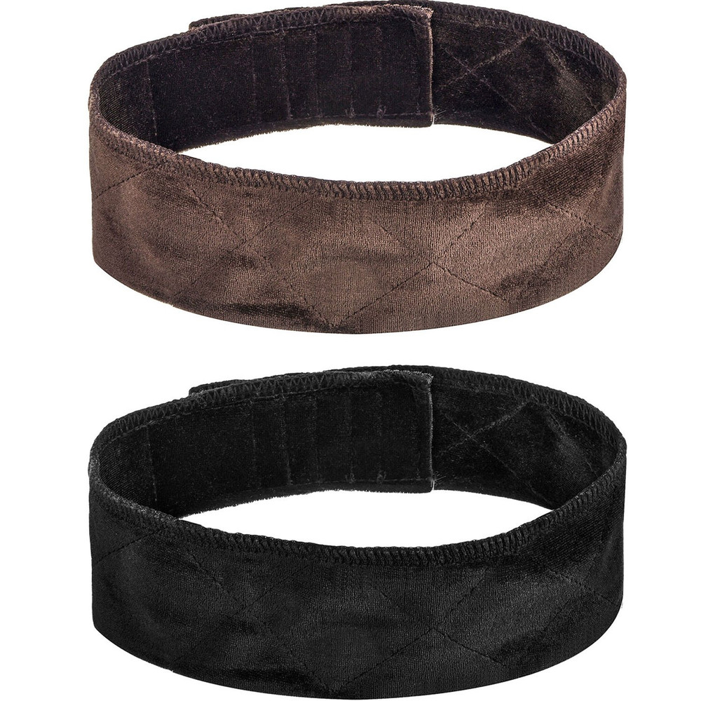 2 Pack Velvet Wig Band Head Hair Band Adjustable Fastern (Black and Brown)