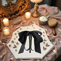 Black Bowknot Banana Clip, Satin Ribbon Bow Hair 1 Count (Pack of 1),