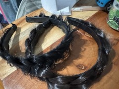 Used Excellent Women’s Black And Black-Brown Faux Hair Braid Headbands 2 Pc Set