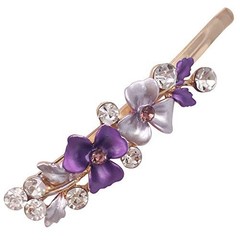 6 Decorative Flower Hair Pins Slides Gold Tone Metal Vintage Women Girls Wedding