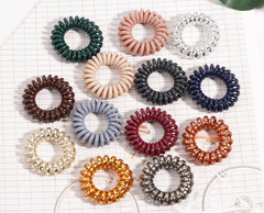 Spiral Hair Ties – 40Pcs Solid Colorful Phone Cord Ponytail Holder Spiral Elasti