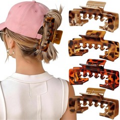 4 PCS Hat Claw Clip for Women, 5 Inch 1 Count (Pack of 4), Tortoise Shell