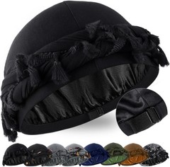 Turban for Men Women Satin Lined Durag Head Wraps Skull Cap Pre-Tie