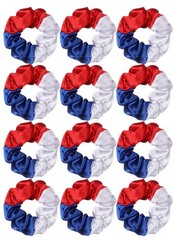 Satin Silk Hair Scrunchies 12 Pack – 4.5″ Ponytail Holders (Royal Blue, White, R