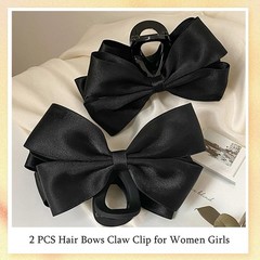 Premium Hair Clips for Women: 1 Count (Pack of 2), Black (Bow-knot)