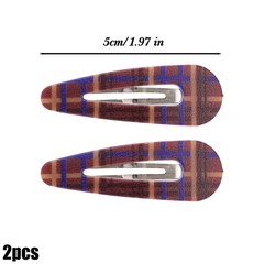 Vintage Plaid Hair Clips Set Teardrop Shape BB Clip Fashion Barrettes Lightweigh
