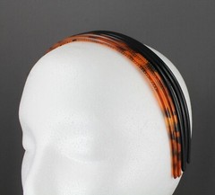 Black Brown 5 skinny set headbands pack plastic thin skinny narrow grip teeth