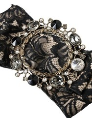 DOLCE & GABBANA Brooch Hair Pin Black Lace Crystal Handmade Accessory RRP 750usd