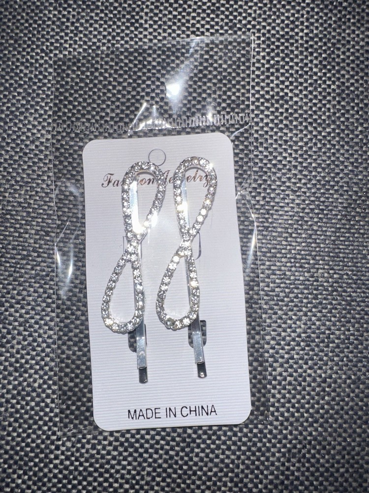 Nickel-Free Silver Tone Infinity Crystal Rhinestone Dangle Earrings Lobe