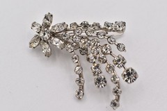 Vintage Made in Austria Rhinestone Hair Pin Crystal Floral Cascade Bridal BinBP