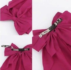 White Satin Stylish Bow with Big Ribbon Hair Clip All Hair Types Non Slip