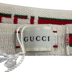 GUCCI Headband Hairband Web Stripe Logo Ivory White Size M 54cm Elastic Italy