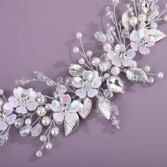 Flower Bride Wedding Hair Vine Leaf Crystal Pearl Teardrop Rhinestone Headband