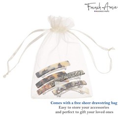 French Amie Bar Mini Set of 6 Handmade Celluloid Hair Clip Barrette for Girls