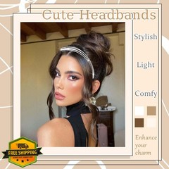STGDAK Silver Headbands Multi Layered 2 Pack