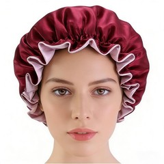 Women Reversible Satin Hair Bonnets Night Cap for Sleeping Medium, Claret