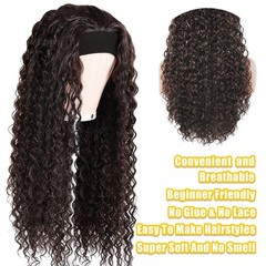 Bellarayine Deep Wave Human Hair Headband Wig Glueless None Lace Front Wigs