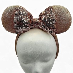 Disney Parks Rose Gold Sequin Minnie Mouse Ears Headband NWOT Authentic Sparkle