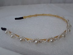 Lot of Two Faux Pearl Headbands Silver Tone w Rhinestones other Twist Pearl NWOT