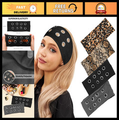 4 Pack Y2K Punk Hollow Metal Headbands – Wide Grommet Eyelet Hairbands, Leopard