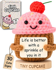 Emotional Support Gifts for Women – Positive Crochet Cupcake W/ 30 Uplifting Aff