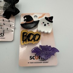 SCUNCI by Conair Halloween Hair Accessories Clips Bat Ghost Skeleton Set of 3
