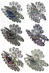 Set of 4 JCGY Hair Claws Metal Jaw Clips Silver Trim Bridal NF86480-1-2