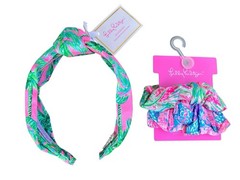 Lilly Pulitzer Suite Views 1” Wide Top Knotted Twill Headband & Scrunchie 2Pack