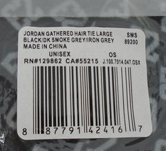Nike Jordan Gathered Hair Tie Adult Large Scrunchie All Over Print Black/Grey