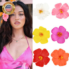 6 Pack Hawaiian Flower Hair Clips for Women – Tropical Hibiscus, Plumeria & Orch