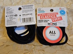 2-Scunci-Black-No Damage-Comfortable-Hair Elastics-10ct EACH-BETTER STRETCH-NEW!
