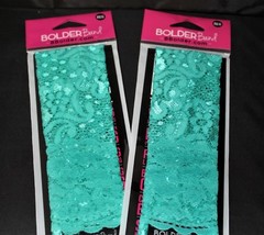 Bolder Band Headband Peacock Teal Green Turquoise Floral Lace